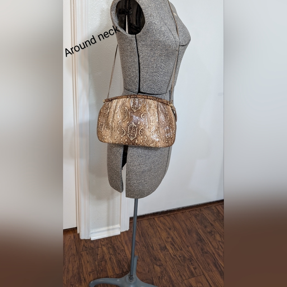 Vintage Authentic Python Leather Shoulder Bag Pur… - image 4